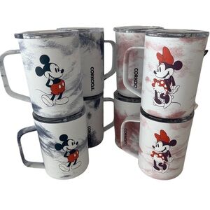 Corkcicle Mickey and Minnie Mouse Mugs - Black, Red, and White 8 Total in Set